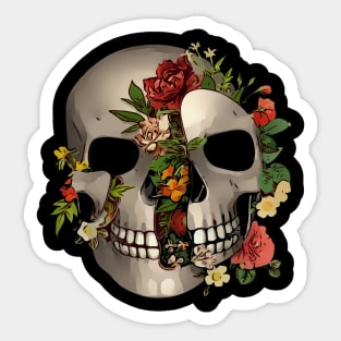 the skull of roses Sticker